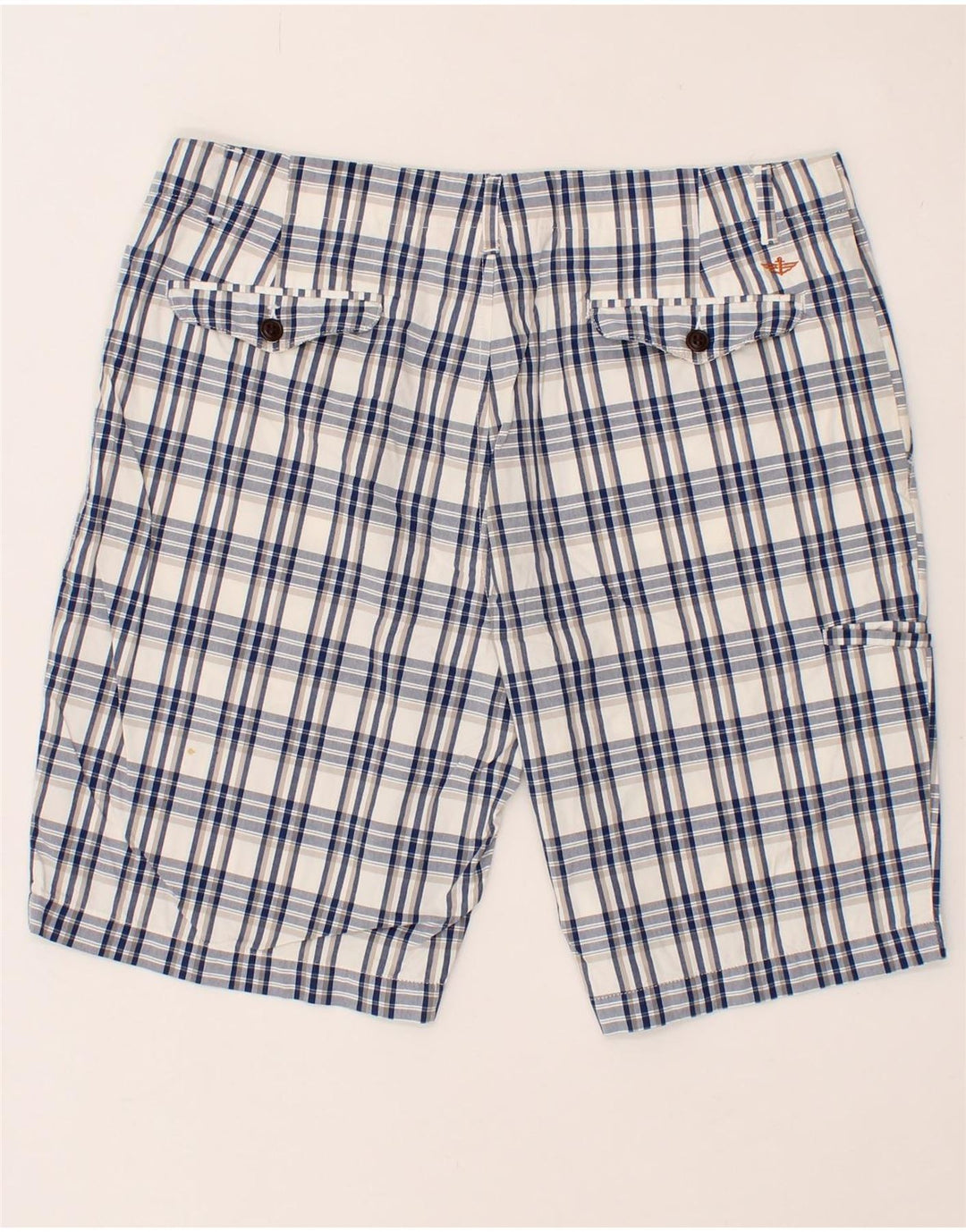 DOCKERS Womens Chino Shorts W34 Large  Blue Check Cotton Vintage Dockers and Second-Hand Dockers from Messina Hembry 