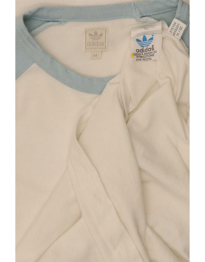 Top grafic Adidas pentru femei 3/4 mâneci IT 44 Medium White Colorblock Bumbac