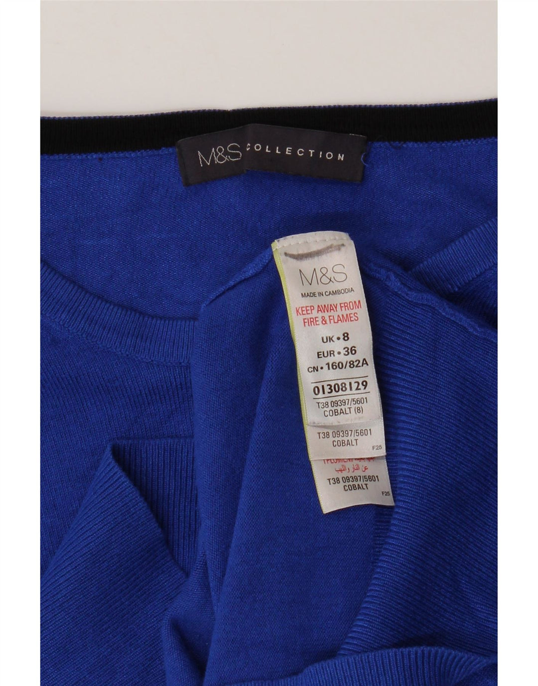 MARKS & SPENCER Pulover cardigan crop pentru femei UK 8 Small Blue Viscose