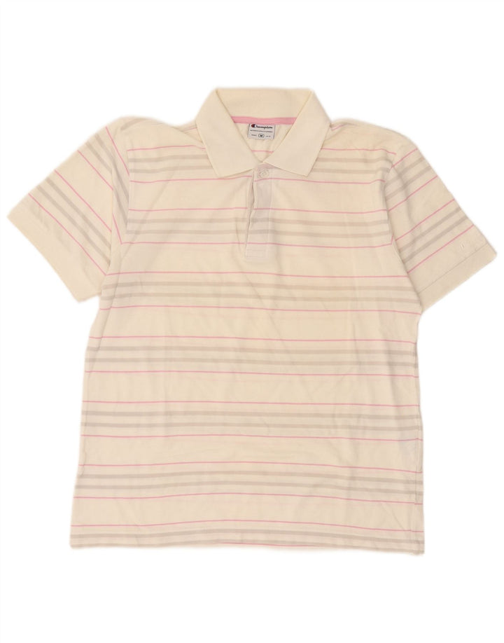 Tricou polo Champion pentru bărbați, bumbac cu dungi albe medii