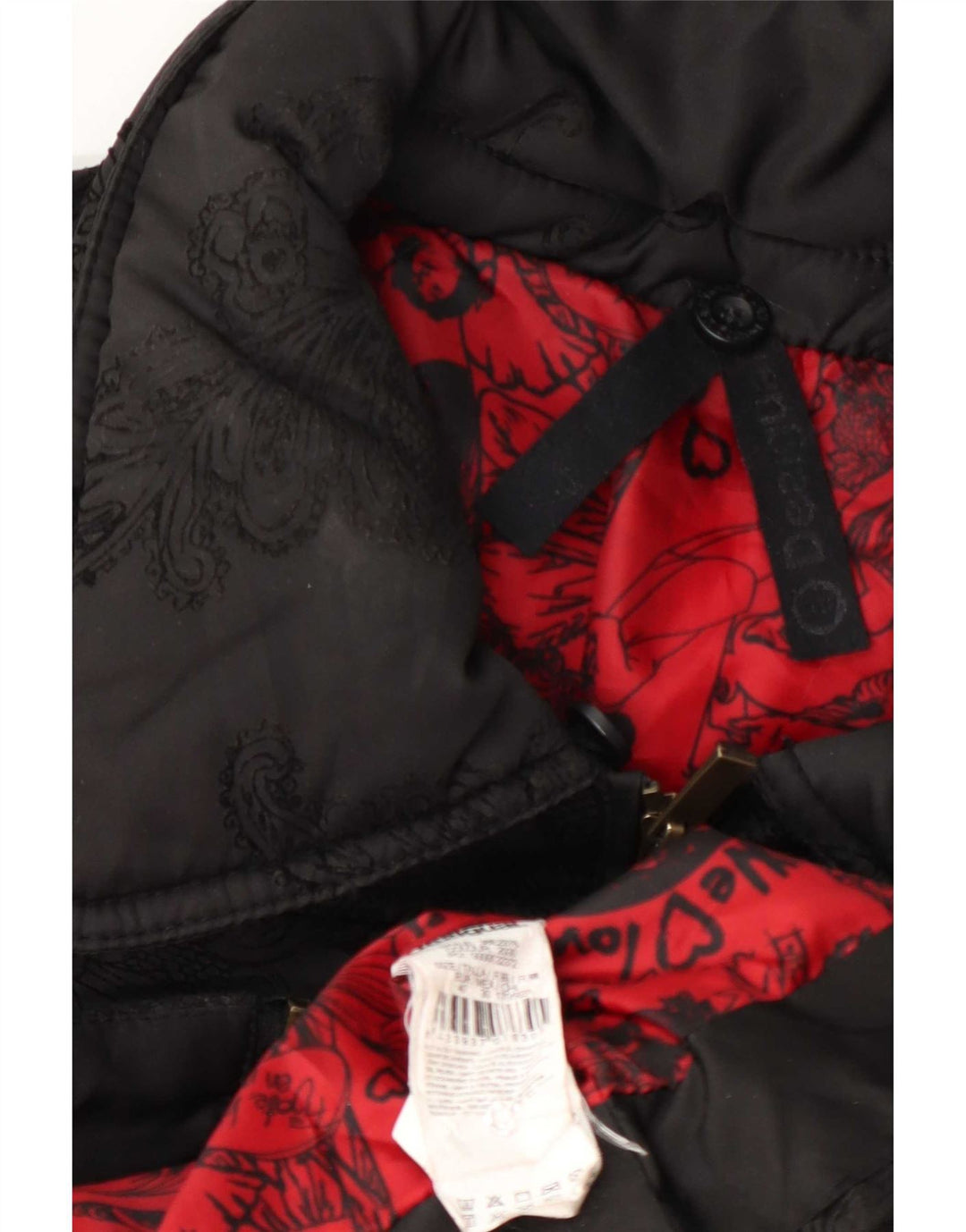 Jachetă căptușită cu grafică Desigual pentru femei EU 40 Medium Black Paisley Poliester