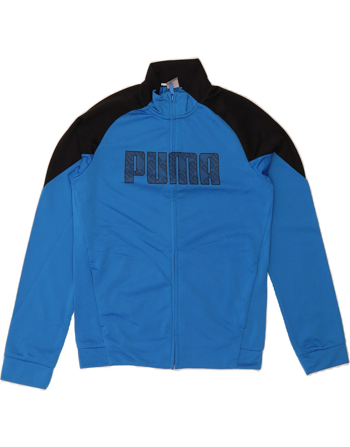 PUMA Boys Graphic Tracksuit Top Jacket 13-14 Years  Blue Colourblock Vintage Puma and Second-Hand Puma from Messina Hembry 