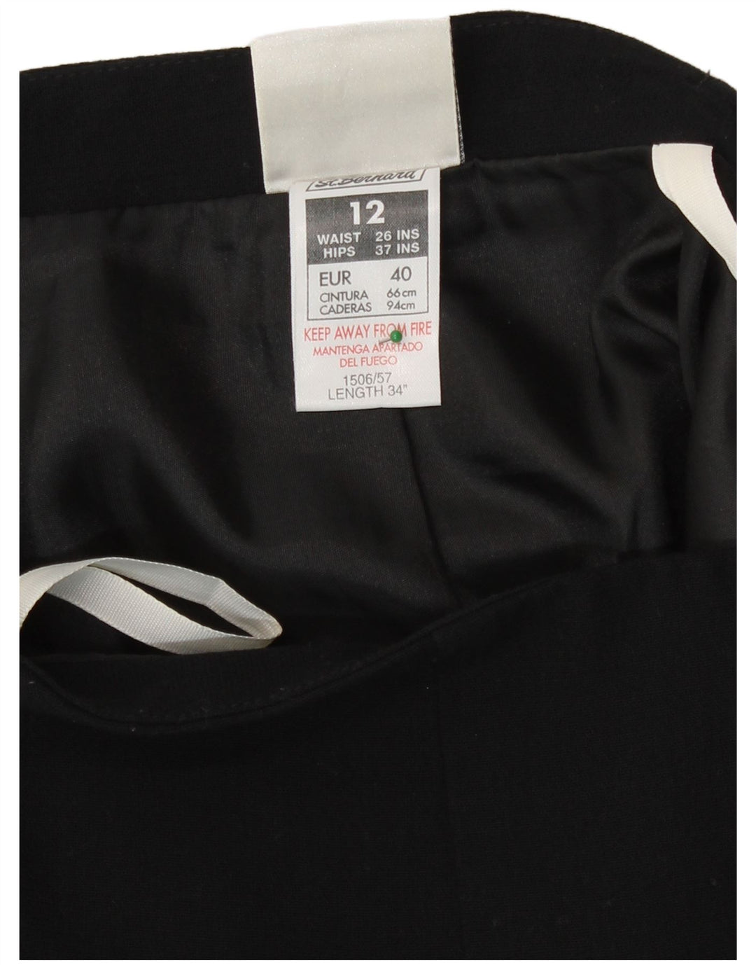 Fusta midi pentru femei St. Bernard UK 12 Medium W26 Poliester negru