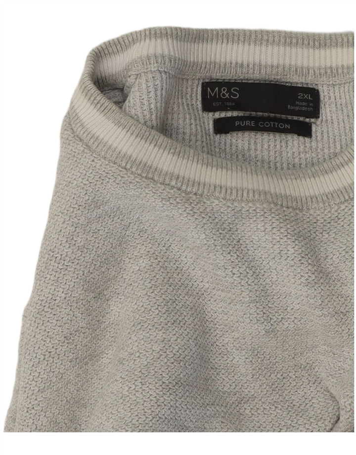 Pulover pentru bărbați Marks & Spencer, cu gât crew, bumbac gri 2XL