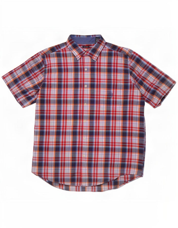 Cămașă cu mânecă scurtă pentru bărbați Chaps, bumbac cu carouri multicolore