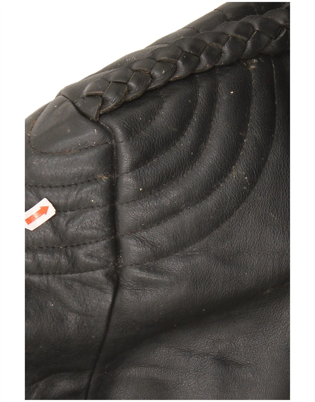 Jachetă de motociclist din piele vintage pentru femei UK 22 3XL din piele neagră