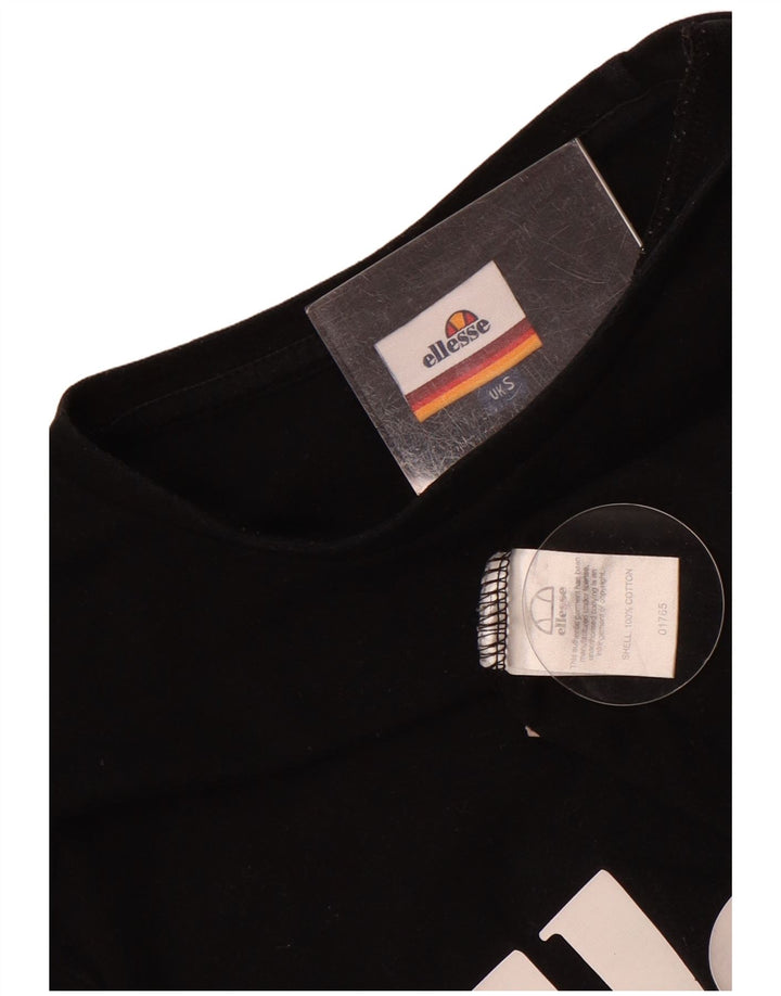 Top cu grafic supradimensionat pentru femei Ellesse cu mânecă lungă UK 10, bumbac negru mic