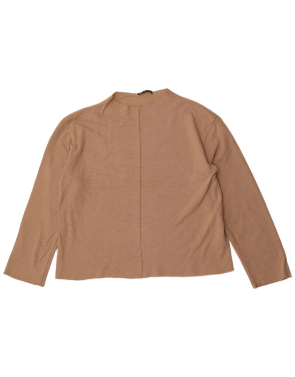 Pulover pentru damă Zara, cu gât turnut, UK 16, mare, bej, bumbac