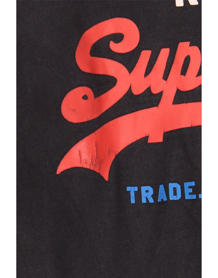 Pulover cu glugă grafic Superdry pentru bărbați, bumbac mediu negru