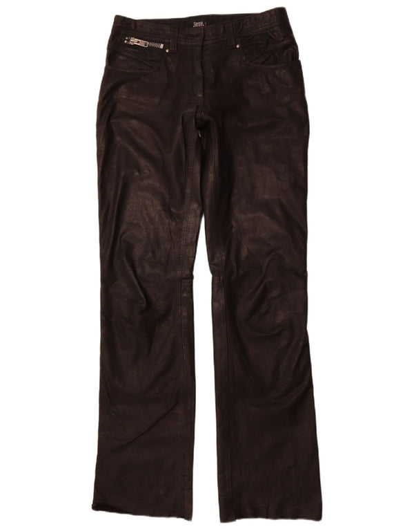 SPIRIT MOTORS Womens Straight Trousers EU 38 Medium W32 L35 Black Leather