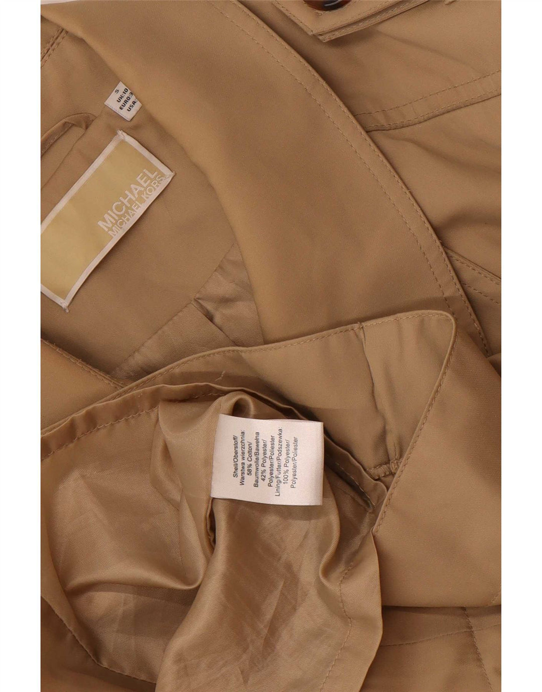 Trench pentru femei Michael Kors UK 10 mic, bej, bumbac