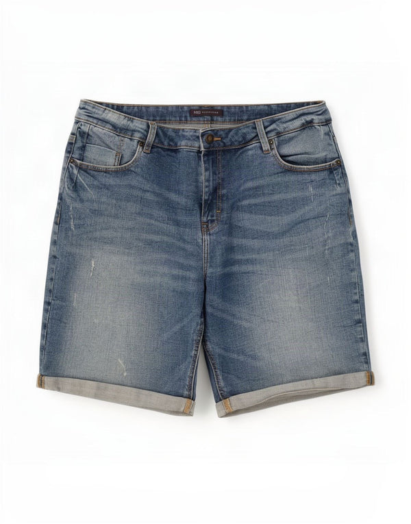 Marks & Spencer Pantaloni scurți din denim distressed pentru femei UK 16 Large W36 Blue Bumbac