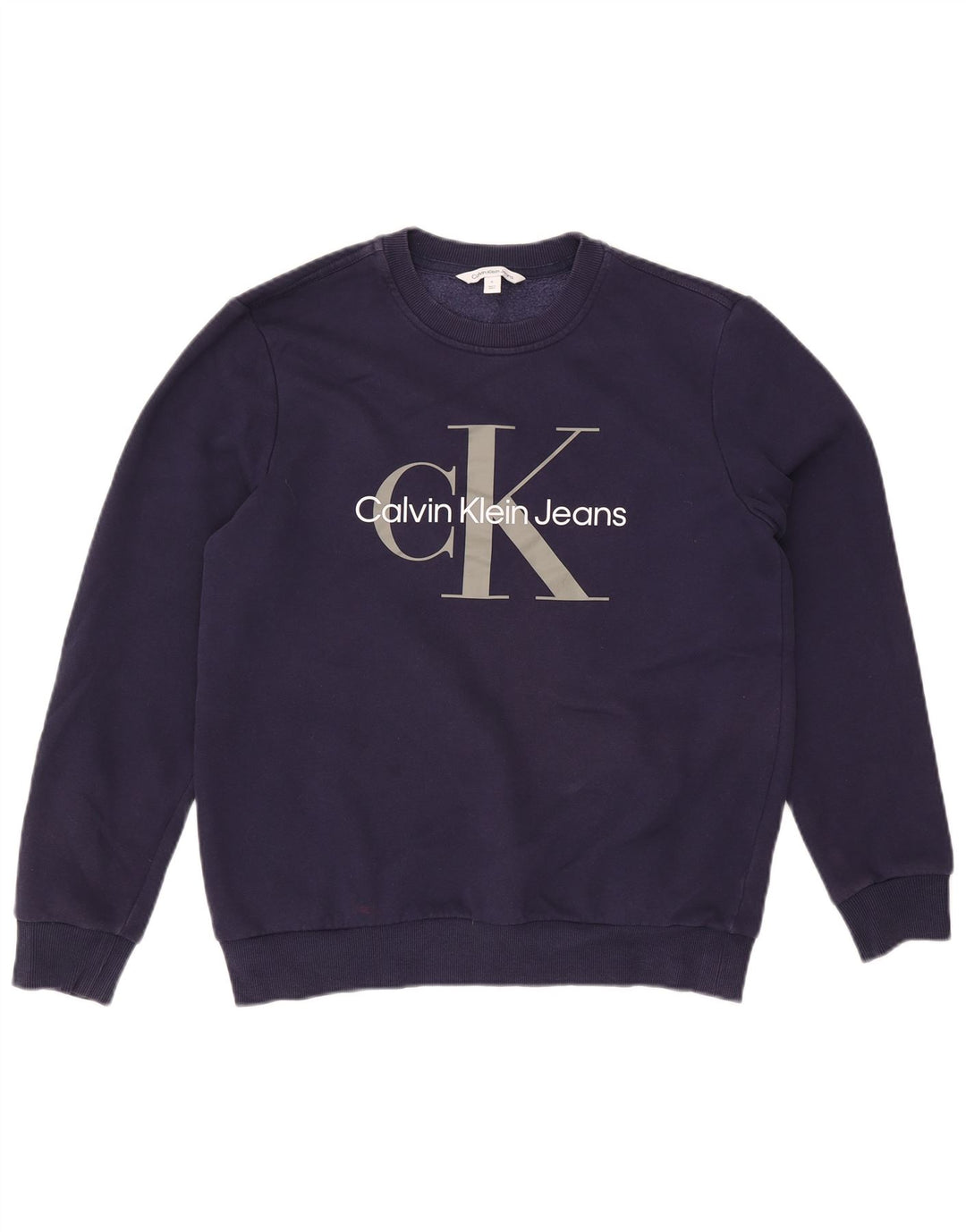Hanorac grafic pentru bărbați Calvin Klein Jeans Pulover mediu din bumbac bleumarin