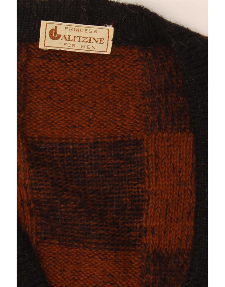 Cardigan Vintage pentru bărbați, mare, maro, geometric
