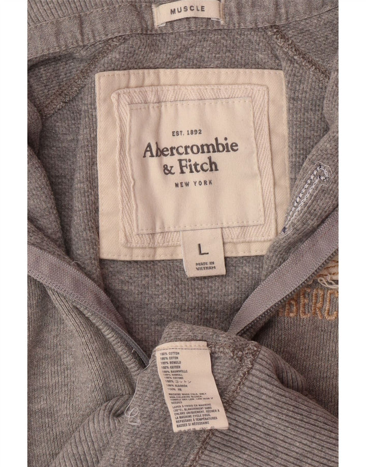 ABERCROMBIE & FITCH Jachetă de trening cu grafic pentru femei UK 16 Large Gri