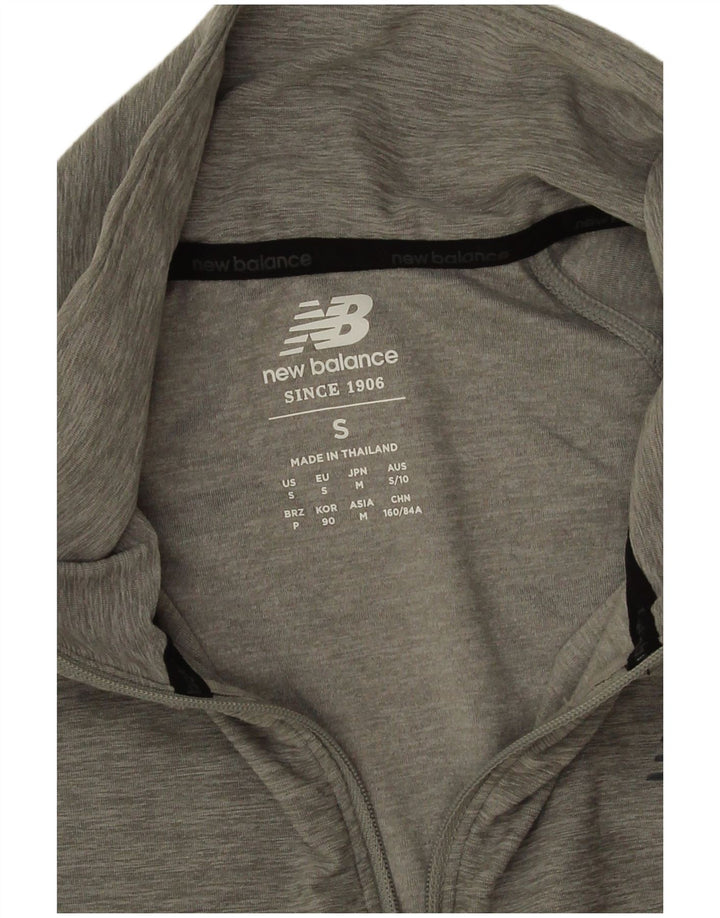 Top cu mânecă lungă pentru femei New Balance, cu fermoar și gât, UK 10, poliester, gri mic
