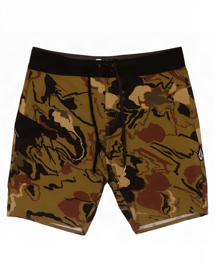 Pantaloni scurți de înot pentru bărbați Volcom, cu model abstract, kaki mediu