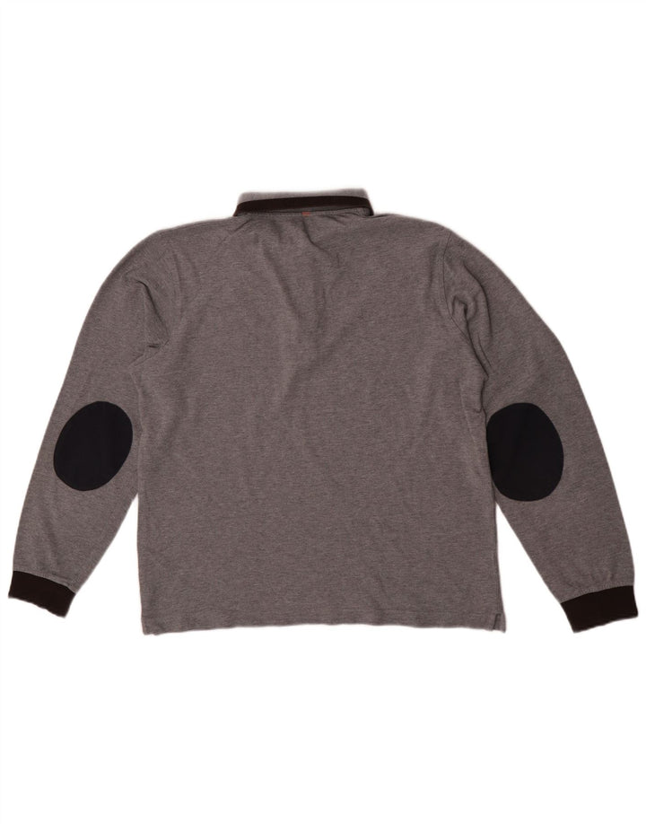 Tricou polo pentru bărbați Sun68 cu mânecă lungă, gri mediu, bumbac color bloc