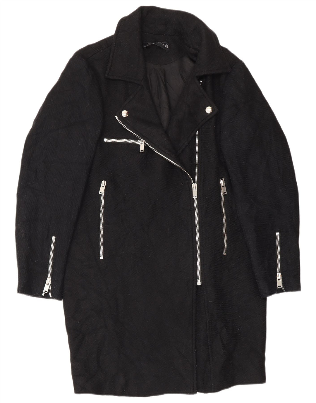 Pardesiu Zara Femei UK 14 Medium Negru Lână