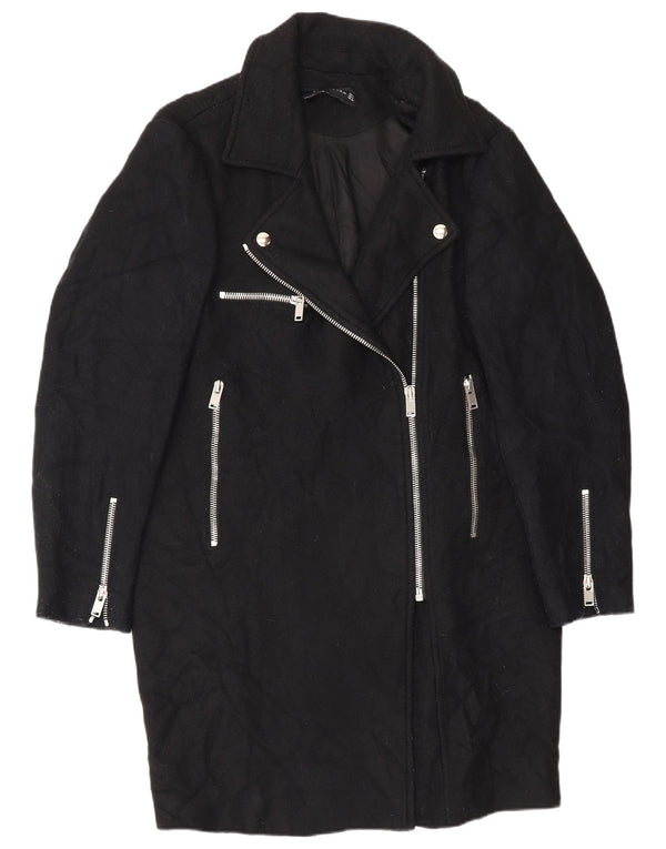 Pardesiu Zara Femei UK 14 Medium Negru Lână