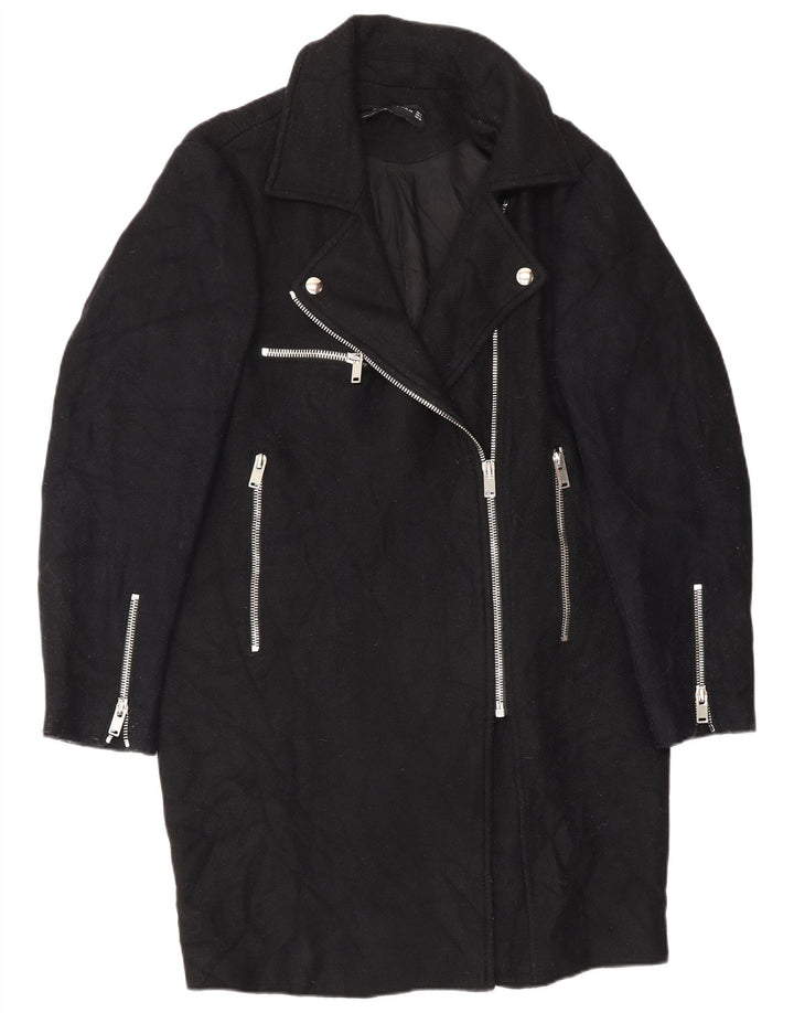 Pardesiu Zara Femei UK 14 Medium Negru Lână