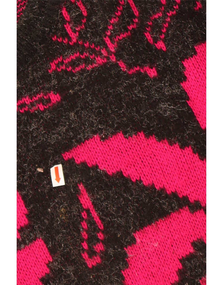 Pulover VINTAGE pentru femei cu gât de barcă UK 20 2XL Negru Floral Acrilic