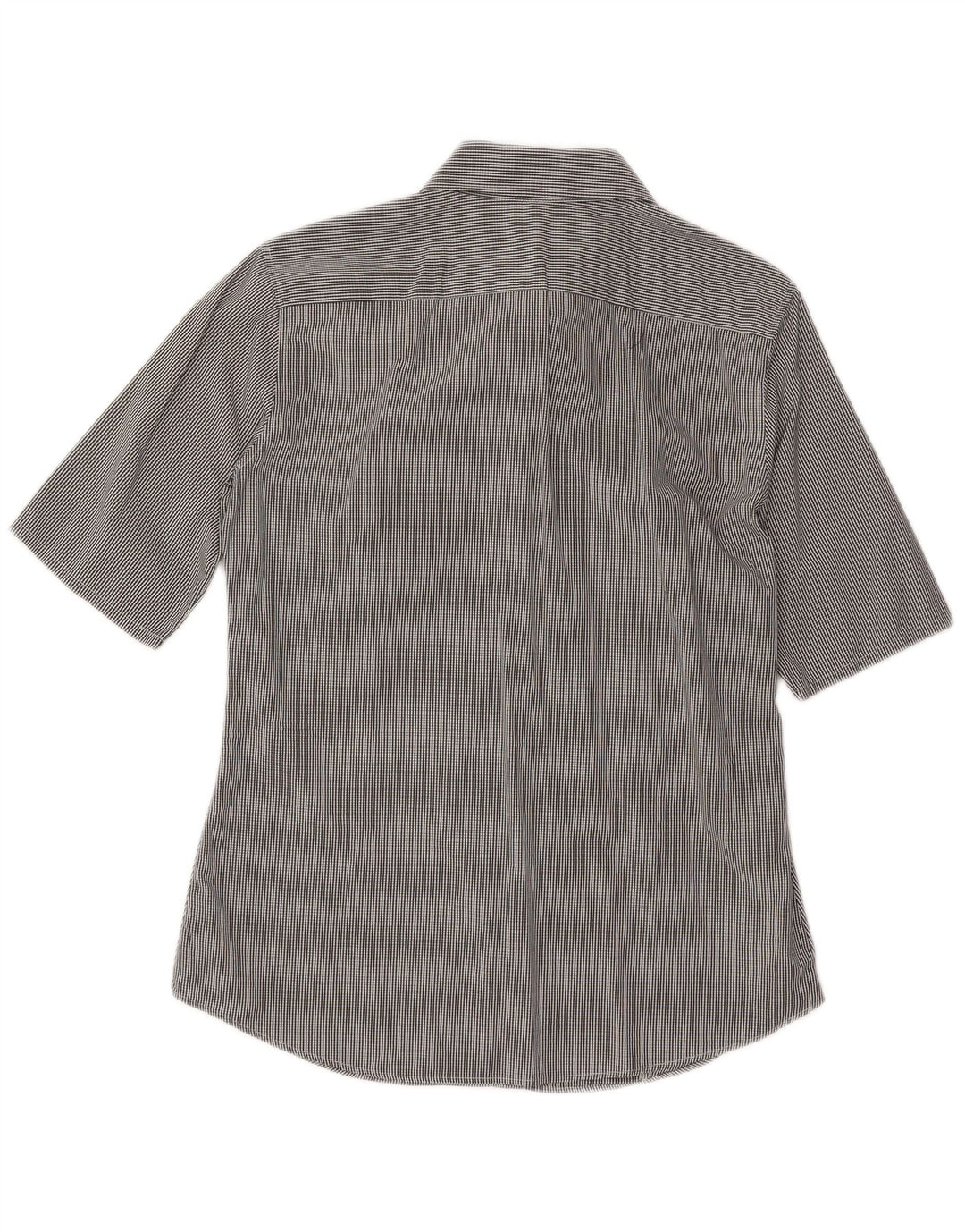 BENETTON Womens Short Sleeve Shirt UK 14 Medium Black Gingham