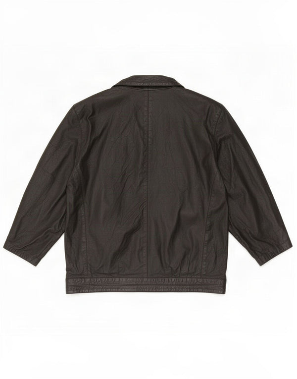 Jachetă de piele vintage pentru femei UK 42 XL Negru