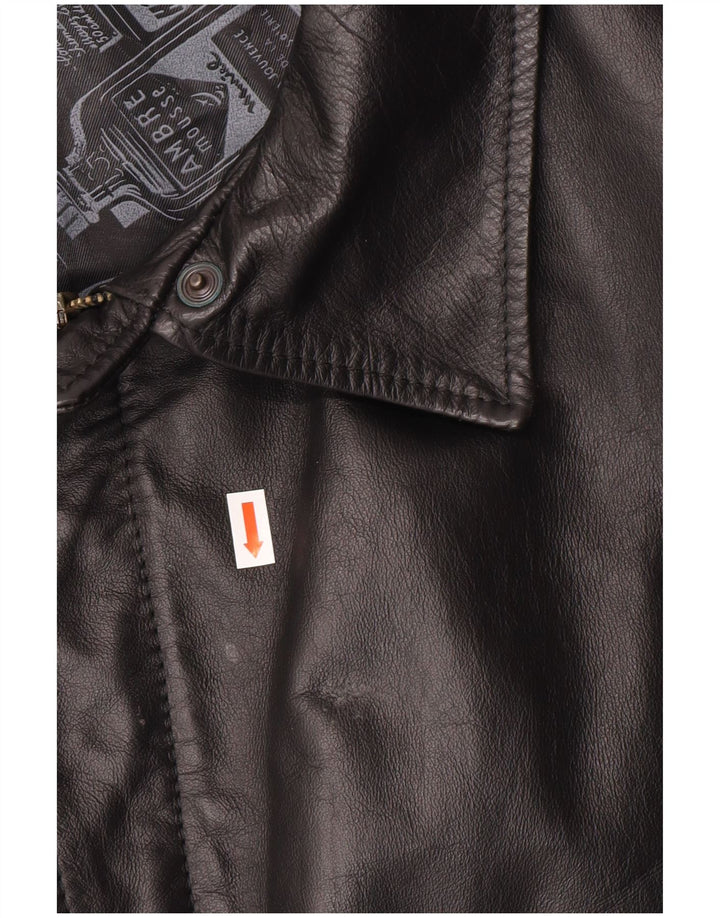 Jachetă militară din piele vintage pentru bărbați UK 42 XL negru