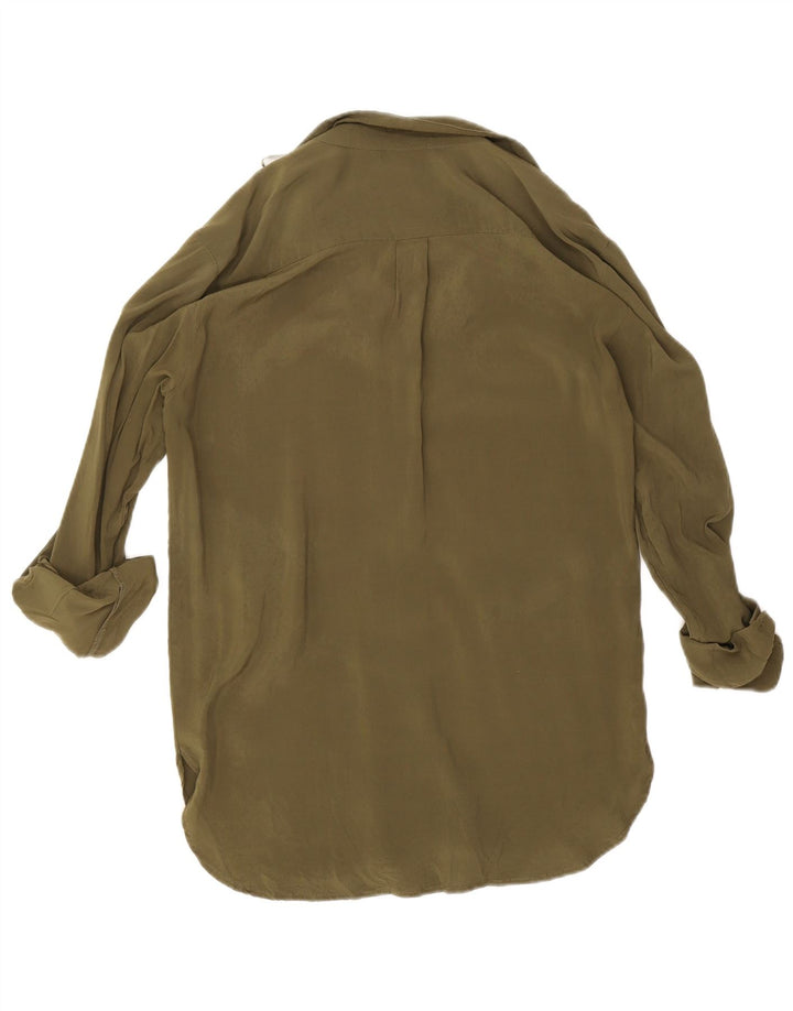 Bluză cămașă cu lungă pentru femei Zara UK 14 Medium Khaki