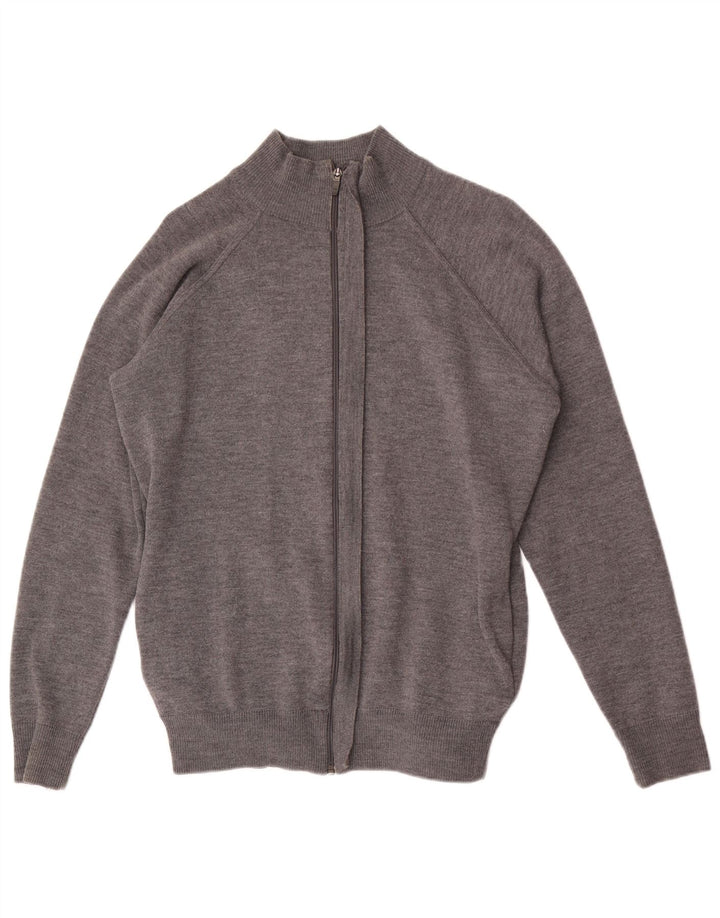 Pulover pentru bărbați Zara, cu fermoar și gât, XL, lână gri