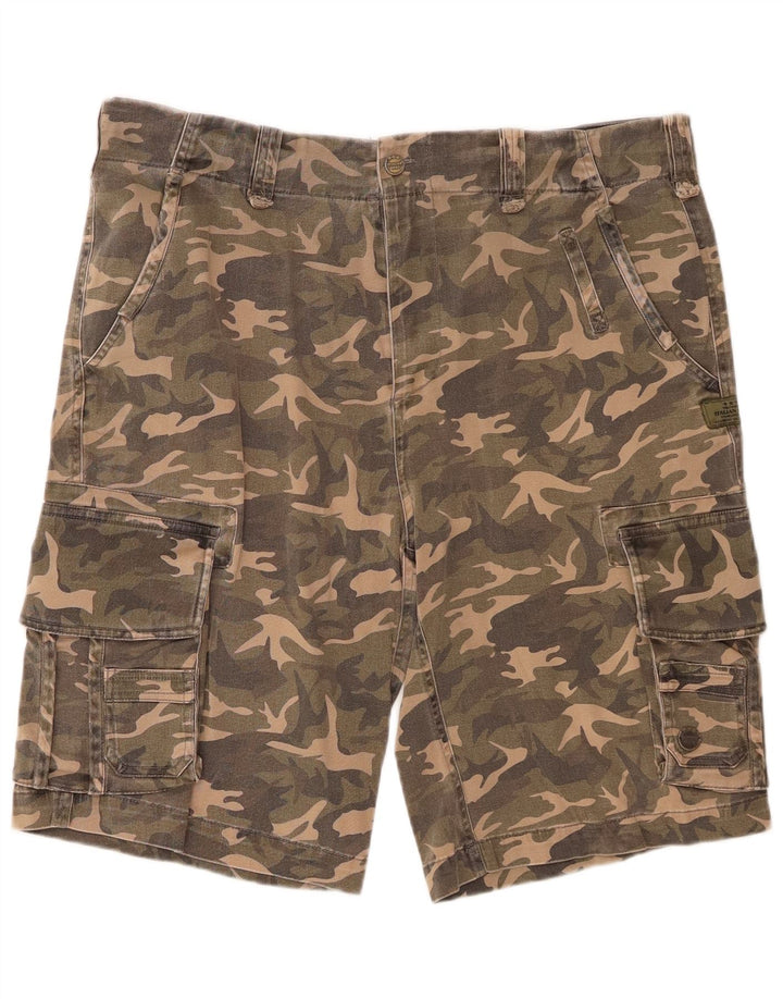 Pantaloni scurti cargo pentru bărbați VINTAGE W36, bumbac camuflaj mare, kaki