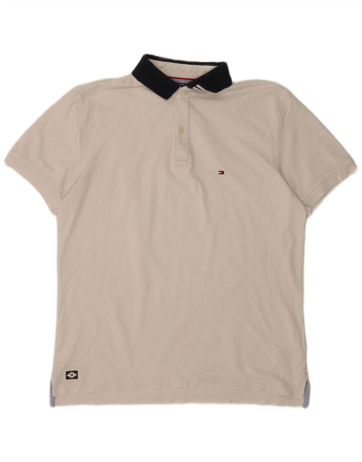 Tricou polo Tommy Hilfiger pentru bărbați, bumbac alb XL