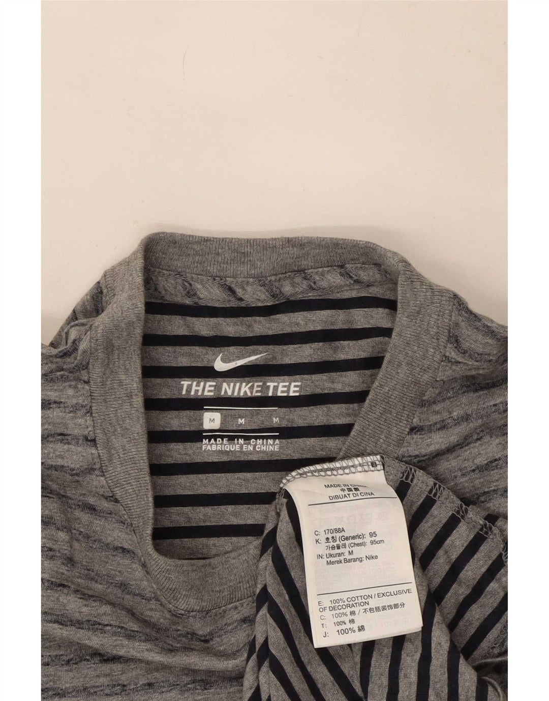 Tricou pentru bărbați Nike Top din bumbac cu dungi gri mediu