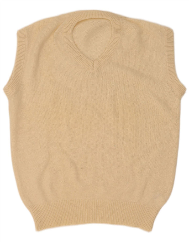 Vintage Mens Vest Tank Top Lână Mediu Bej