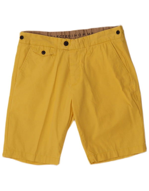 Pantaloni scurți chino vintage pentru bărbați mari W34 bumbac galben