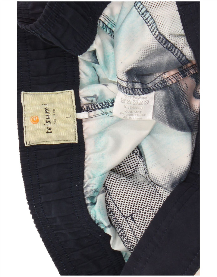 Pantaloni scurți de înot vintage pentru bărbați, mari, albastru din poliester hawaian