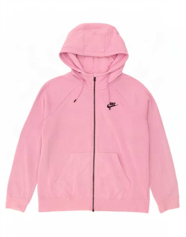 Pulover Nike pentru femei, cu formă relaxată, cu fermoar, bumbac, roz mediu, UK 14