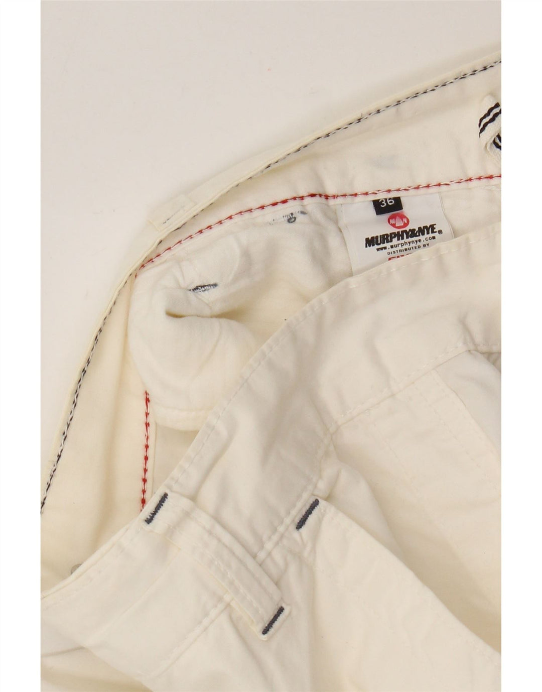 Murphy & Nye Pantaloni scurți chino pentru bărbați W36, mare, alb, bumbac
