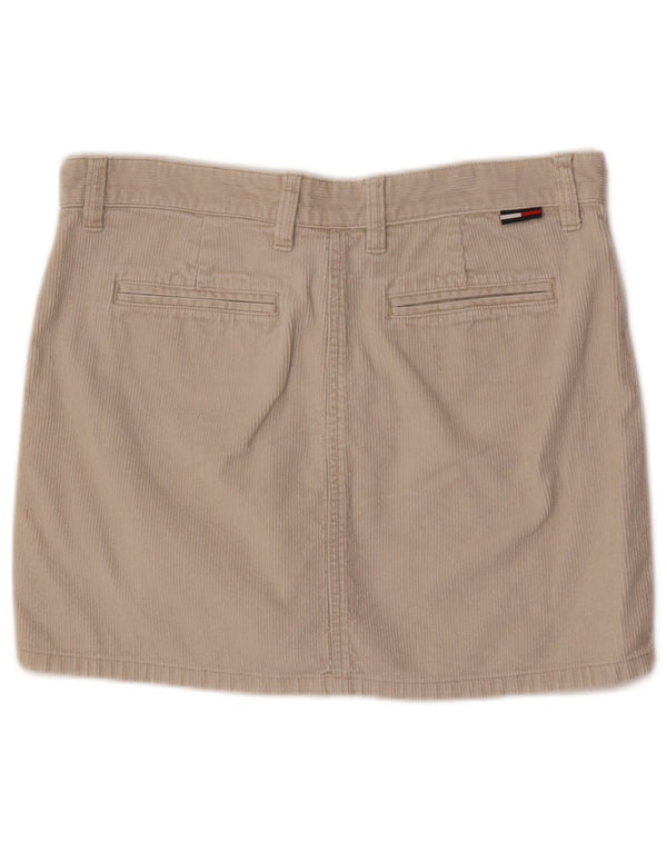 Fusta mini din velur pentru femei Tommy Hilfiger US 9 Medium W30 bumbac bej