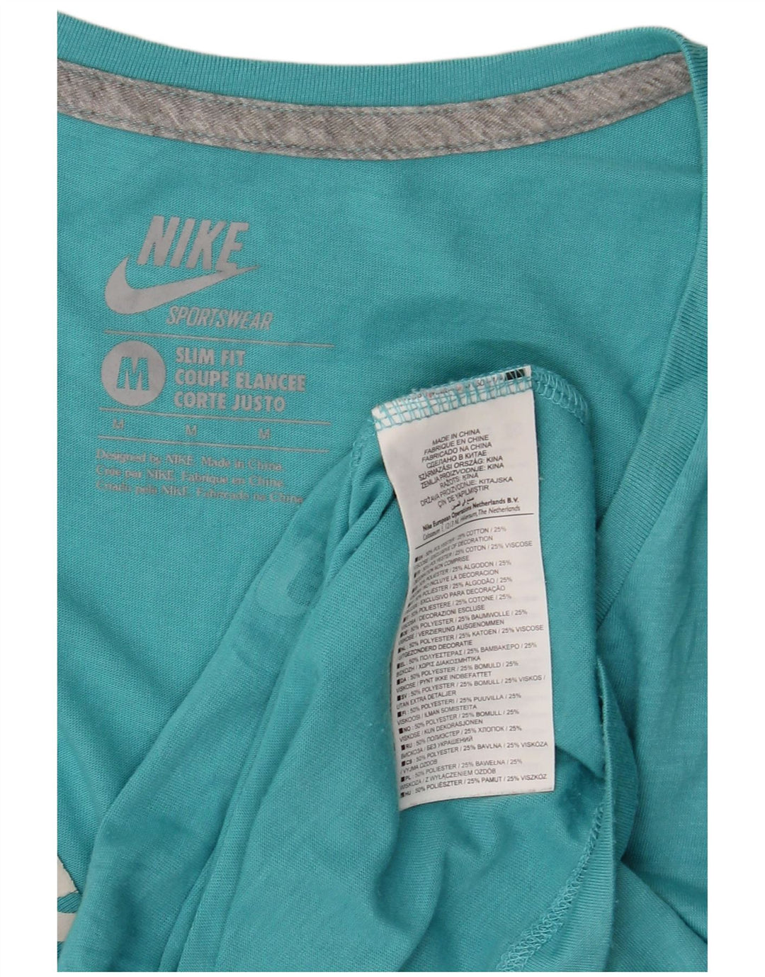 Tricou grafic NIKE pentru femei Slim Fit Top UK 12 Poliester albastru mediu