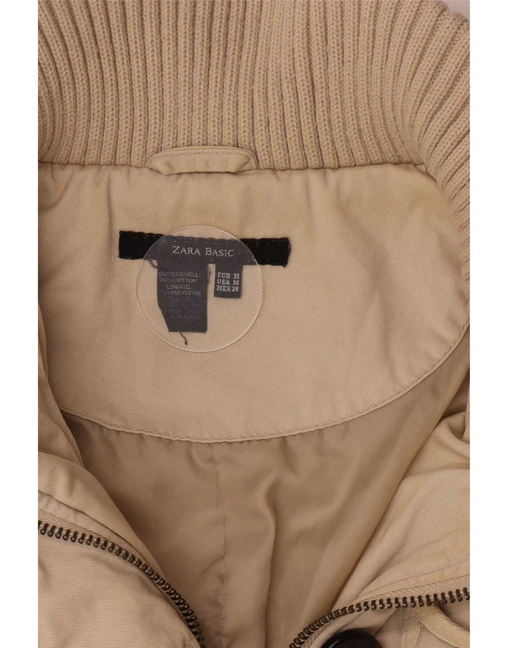 Jachetă căptușită pentru femei Zara UK 12 Medium Bej Bumbac Clasic