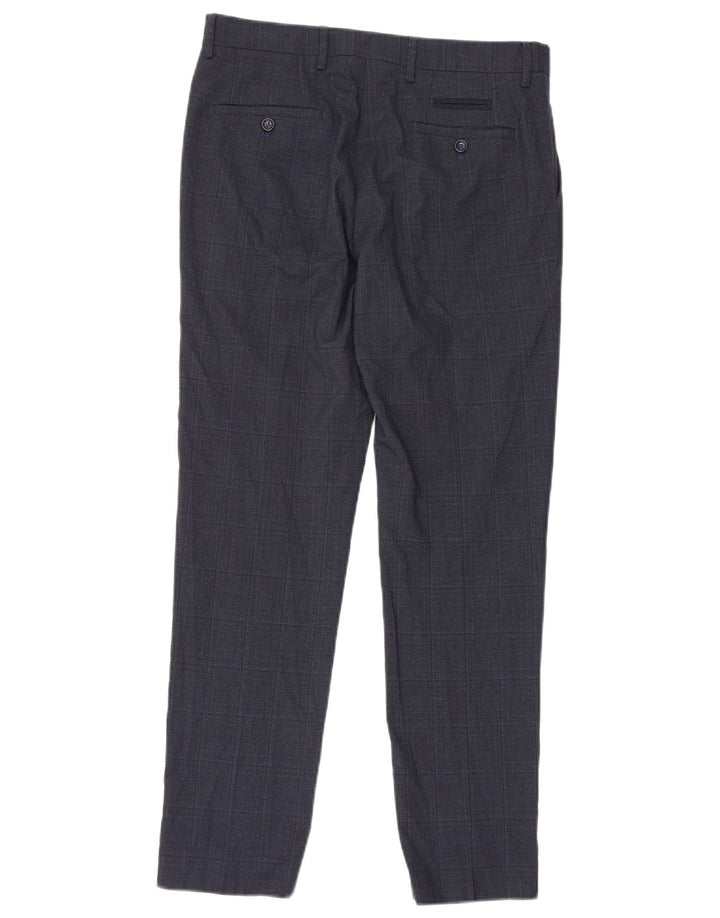 Pantaloni slim pentru bărbați Penguin L32 L30 Poliester cu carouri bleumarin