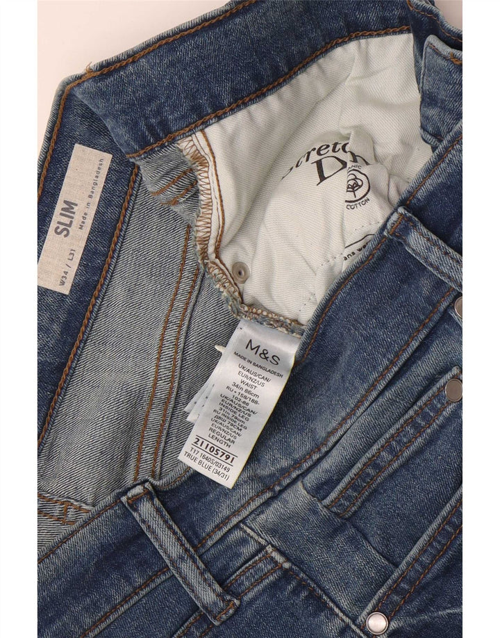 Blugi slim pentru bărbați Marks & Spencer W34 L31 Bumbac albastru