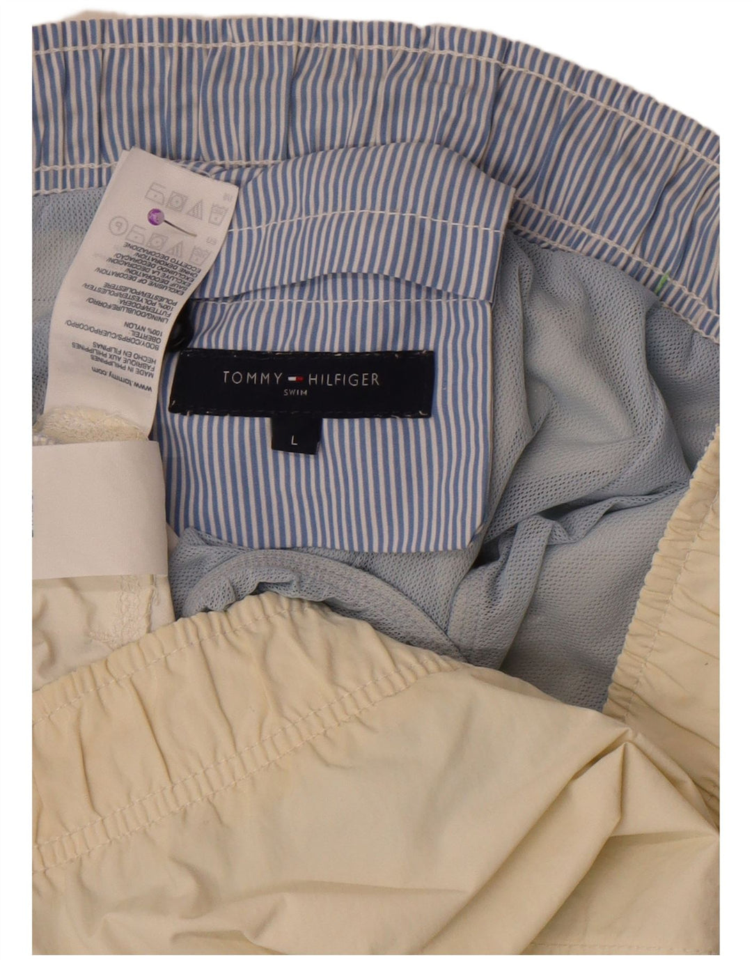 Pantaloni scurți de înot Tommy Hilfiger pentru bărbați, mari, alb, poliester color bloc