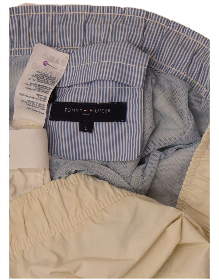 Pantaloni scurți de înot Tommy Hilfiger pentru bărbați, mari, alb, poliester color bloc