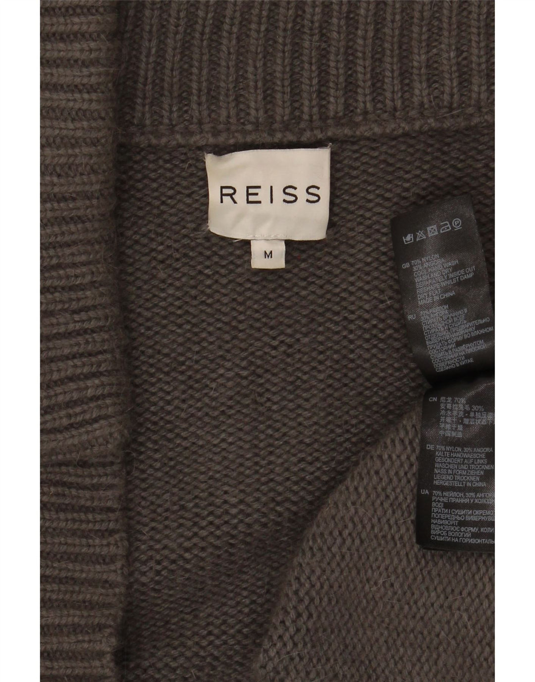 Pulover cardigan deschis pentru femei Reiss UK 14, nailon gri mediu