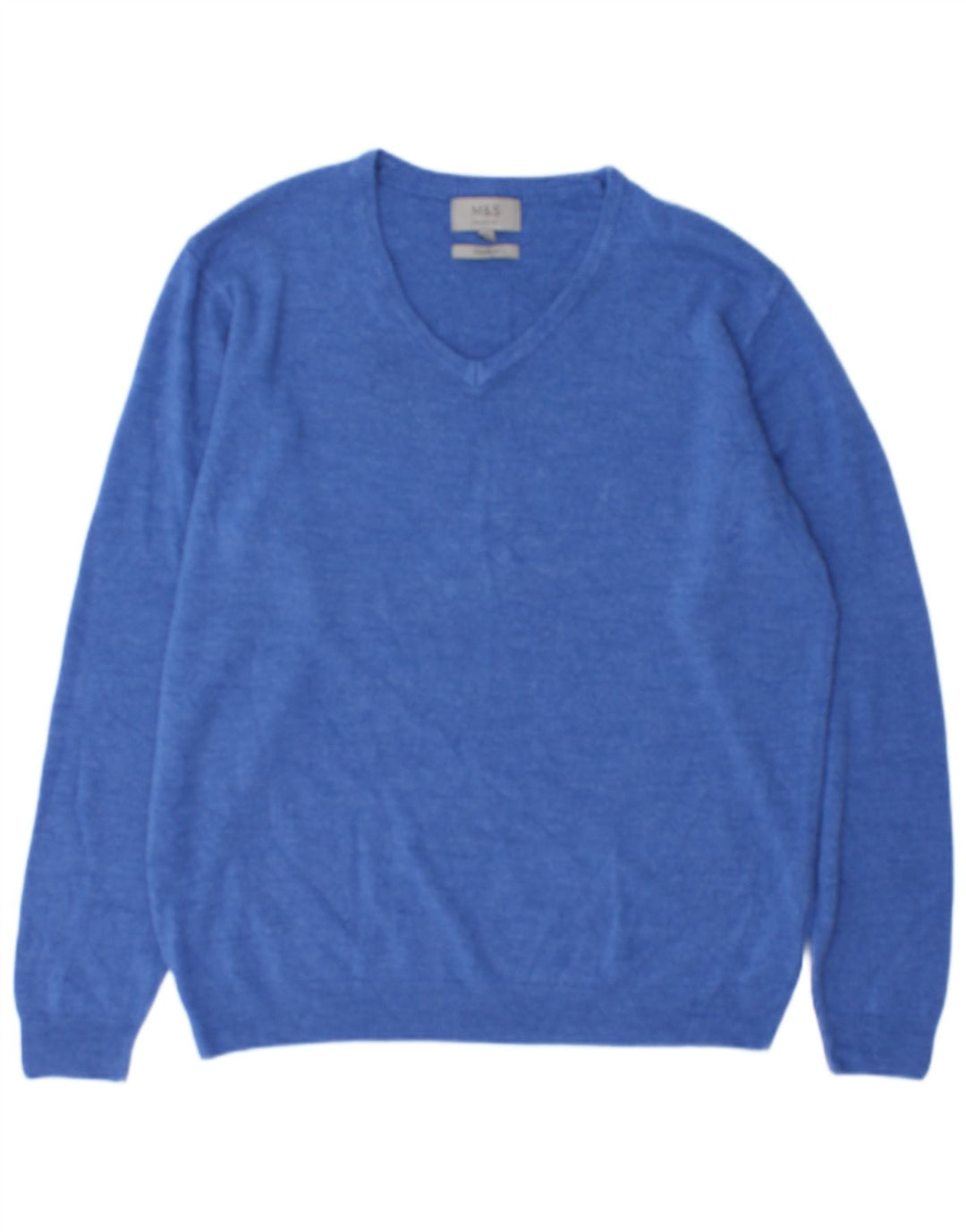 Pulover pentru bărbați Marks & Spencer, cu decolteu în V, XL, albastru acrilic