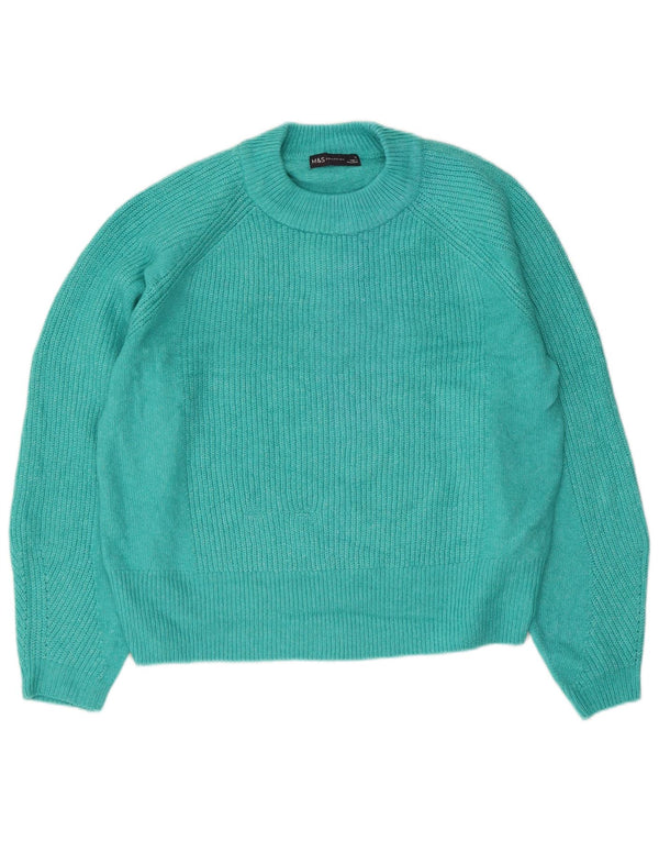 Marks & Spencer Womens Crew Neck Jumper Sweater UK 14 Medium Blue Acrylic