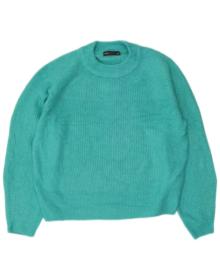 Pulover pentru femei Marks & Spencer cu decolteu triplu UK 14 Medium Blue Acrylic